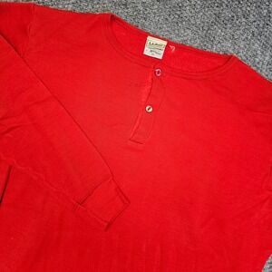 LLBean Meraklon Long Sleeve Henley Thermal Red XL Polypropylene Made in England